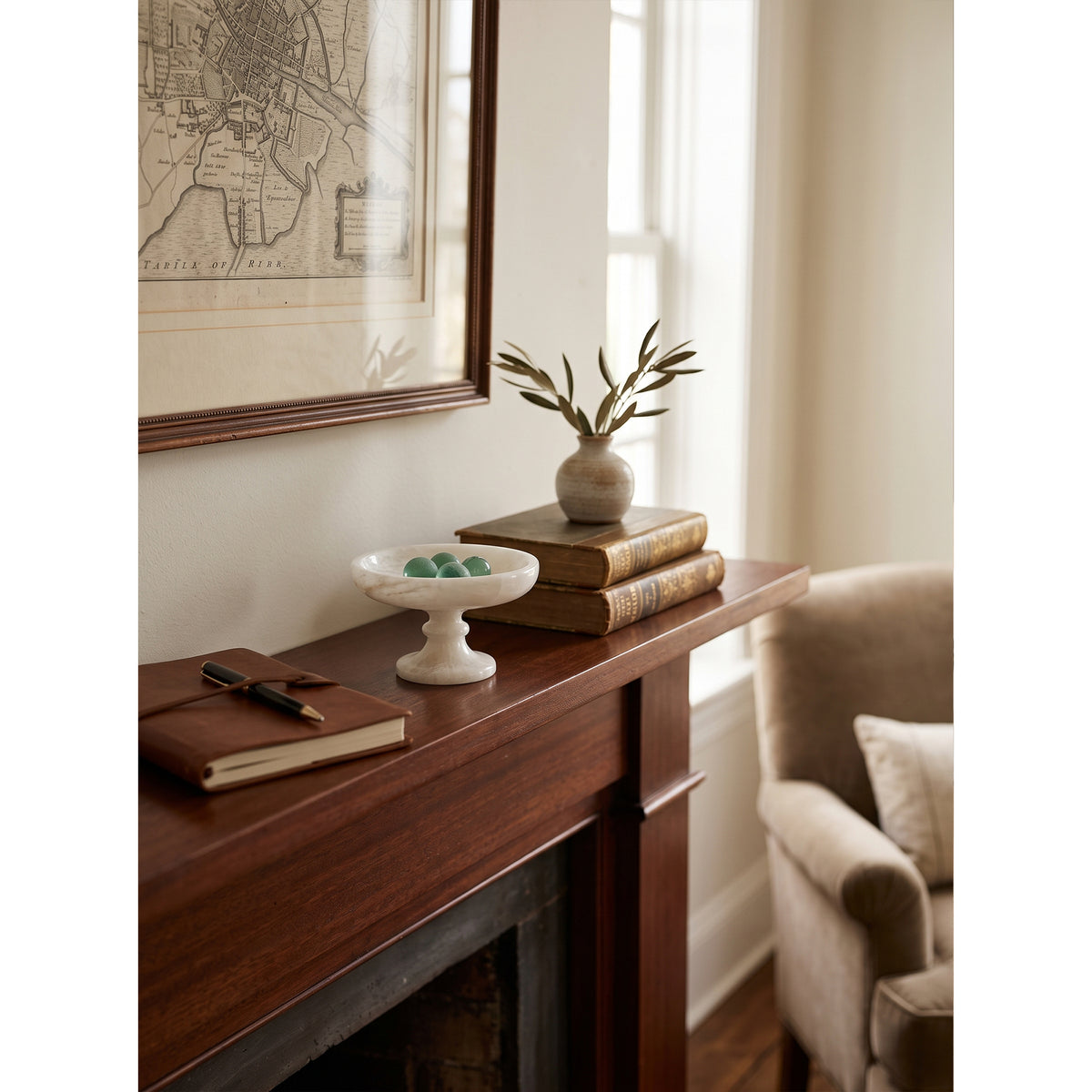 Harlow White Onyx Pedestal Bowl