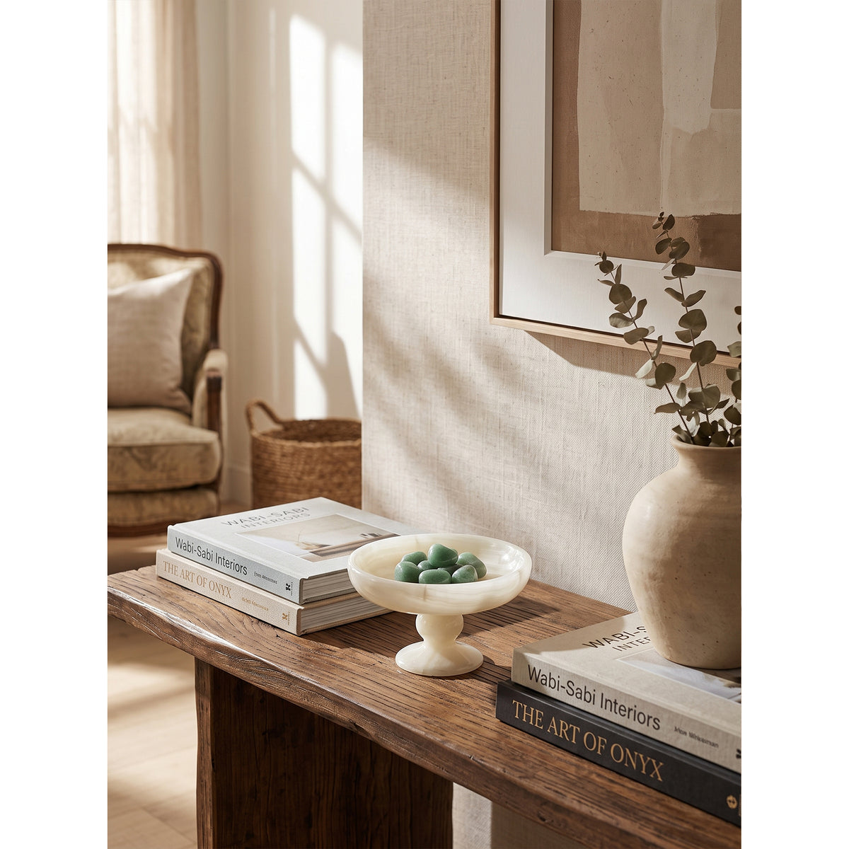Harlow White Onyx Pedestal Bowl