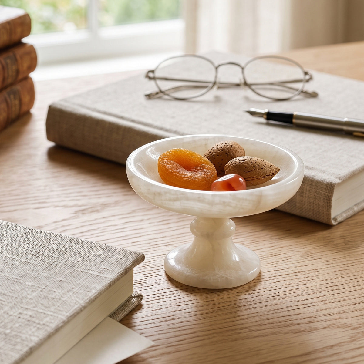 Harlow White Onyx Pedestal Bowl