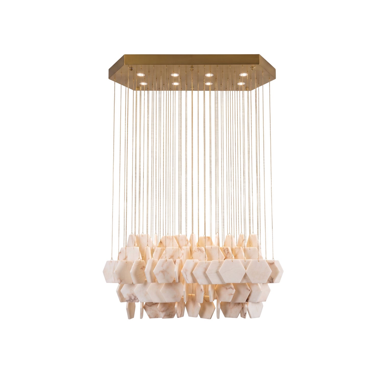 Hexagon Alabaster Tiered Rain Chandelier