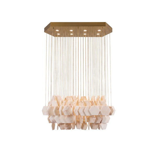 Hexagon Alabaster Tiered Rain Chandelier