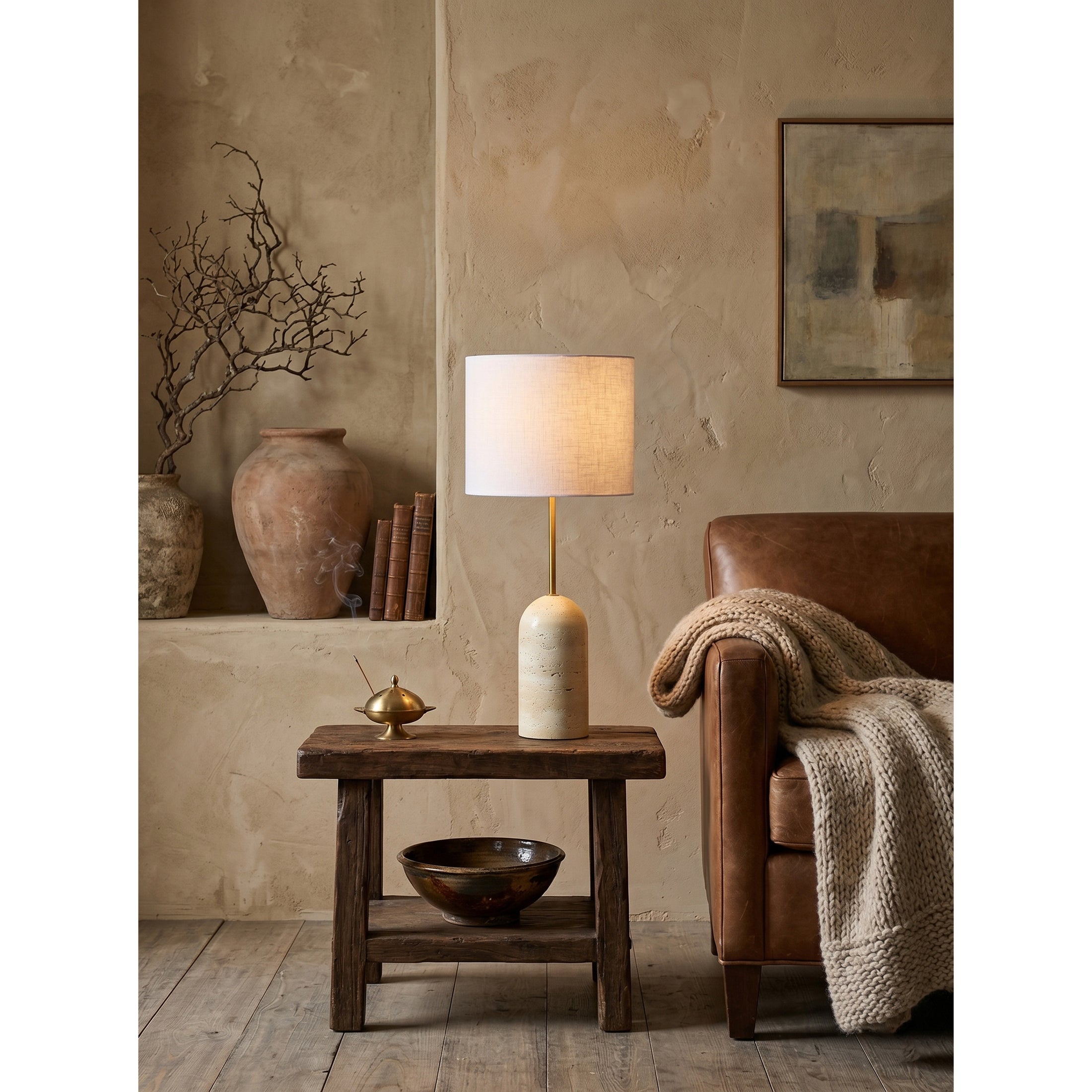 Holt Travertine Table Lamp