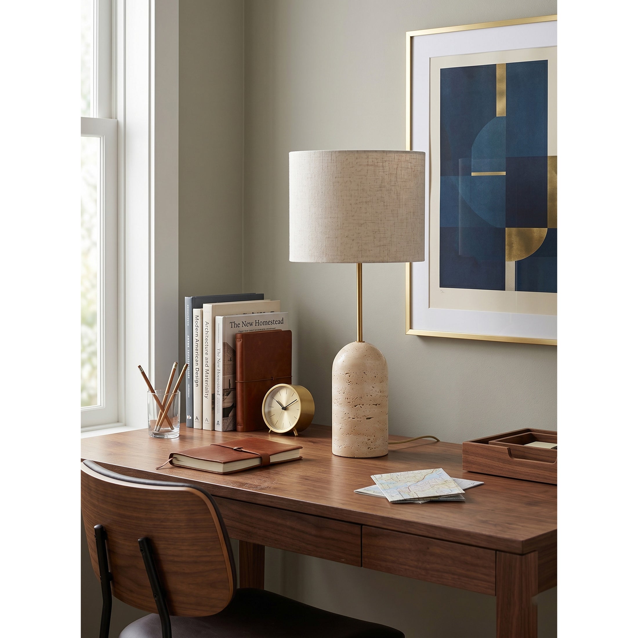 Holt Travertine Table Lamp