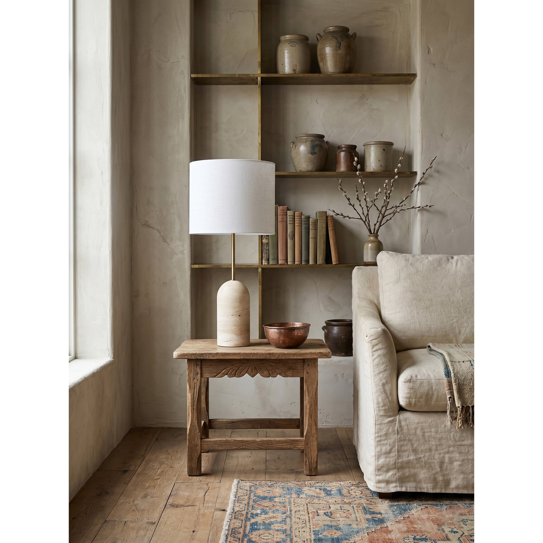 Holt Travertine Table Lamp