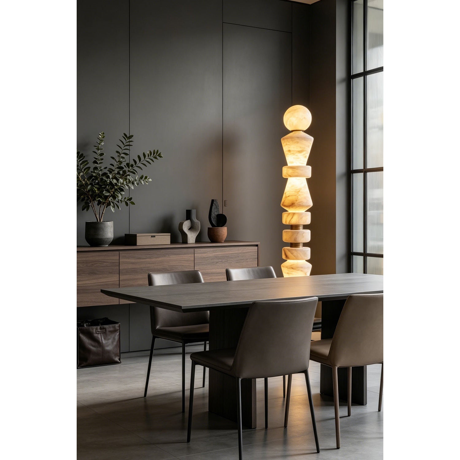 Horizon Obelisk Alabaster Floor Lamp