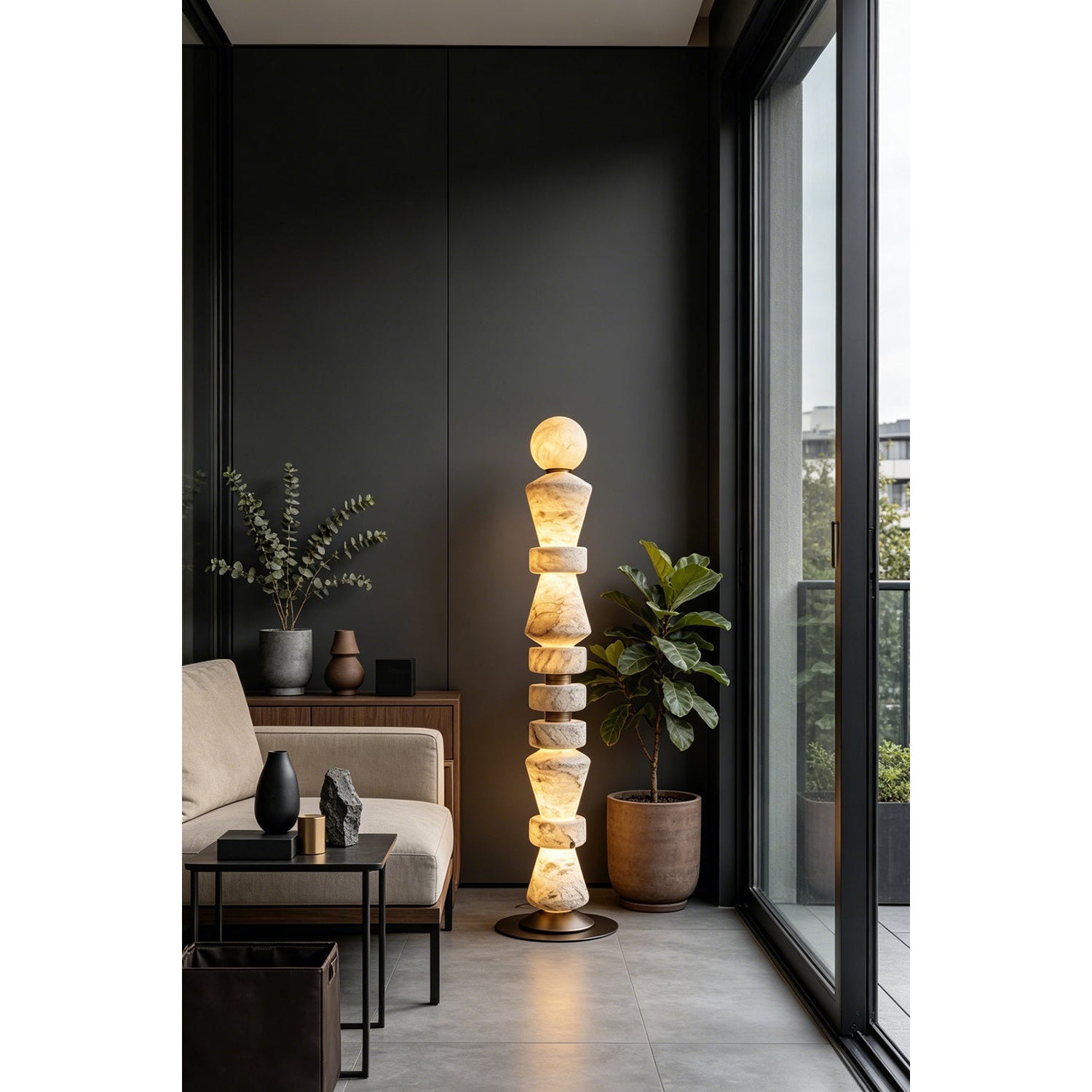 Horizon Obelisk Alabaster Floor Lamp