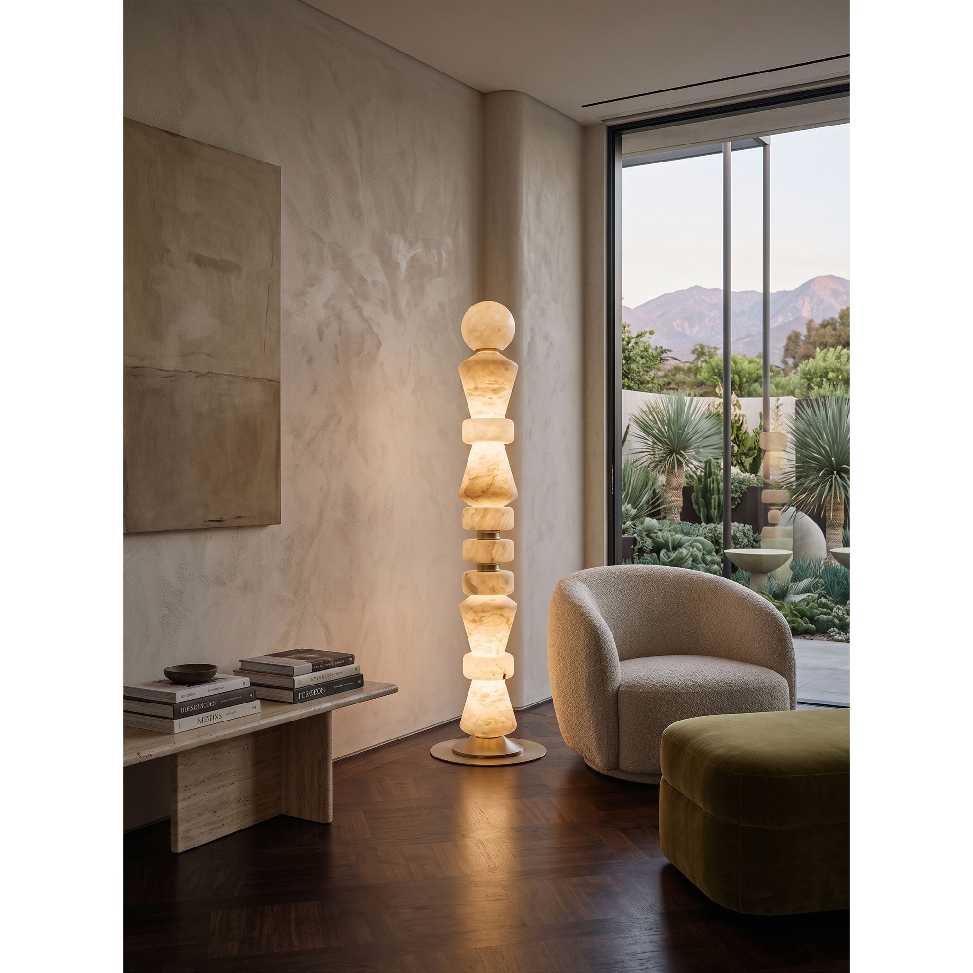 Horizon Obelisk Alabaster Floor Lamp