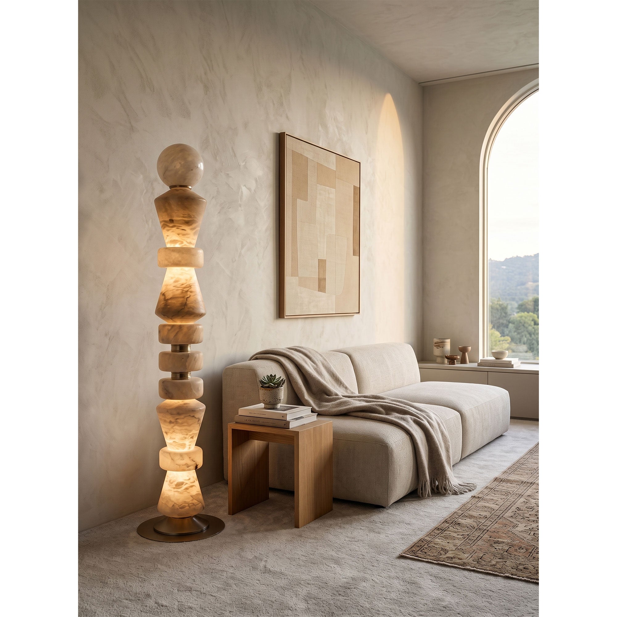 Horizon Obelisk Alabaster Floor Lamp