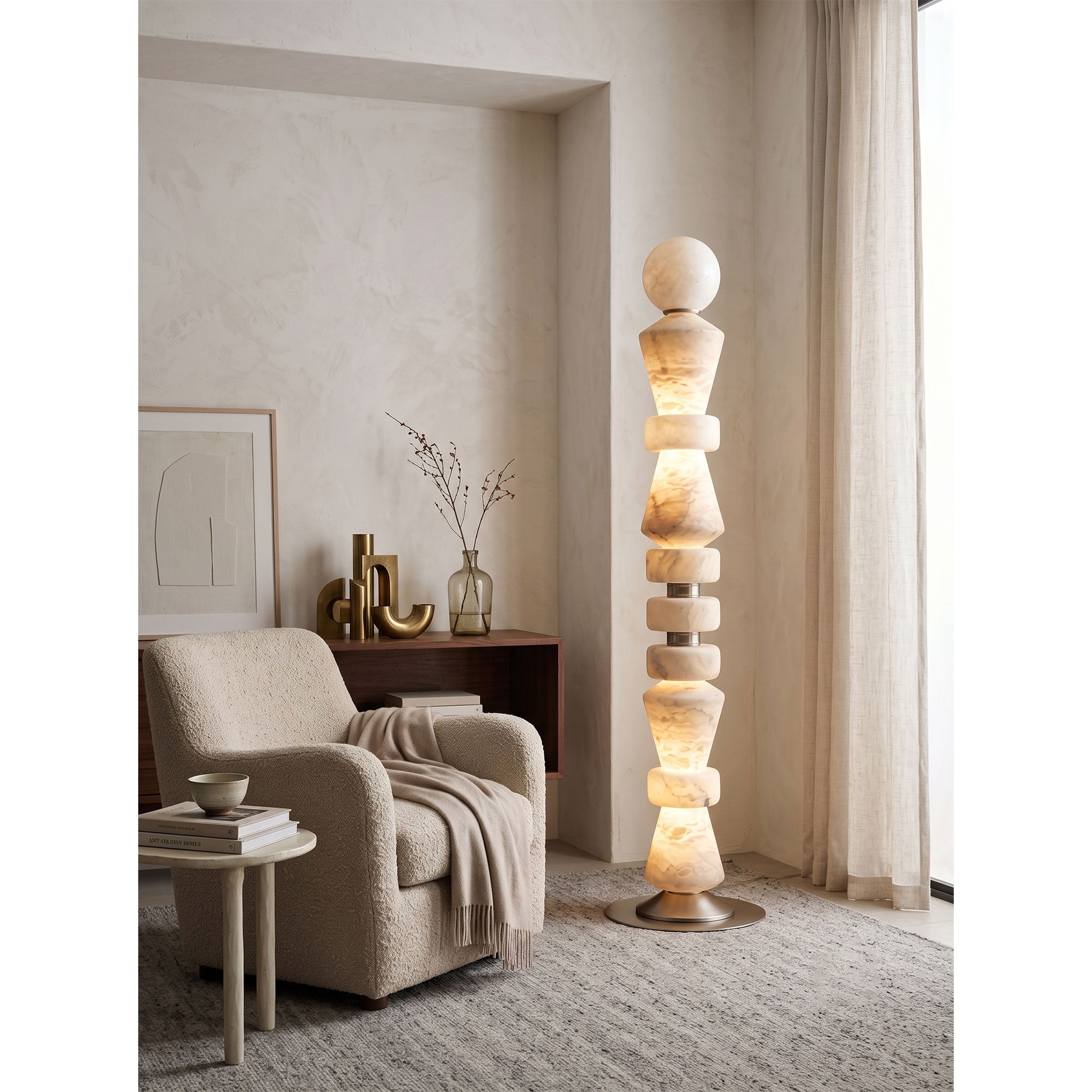Horizon Obelisk Alabaster Floor Lamp