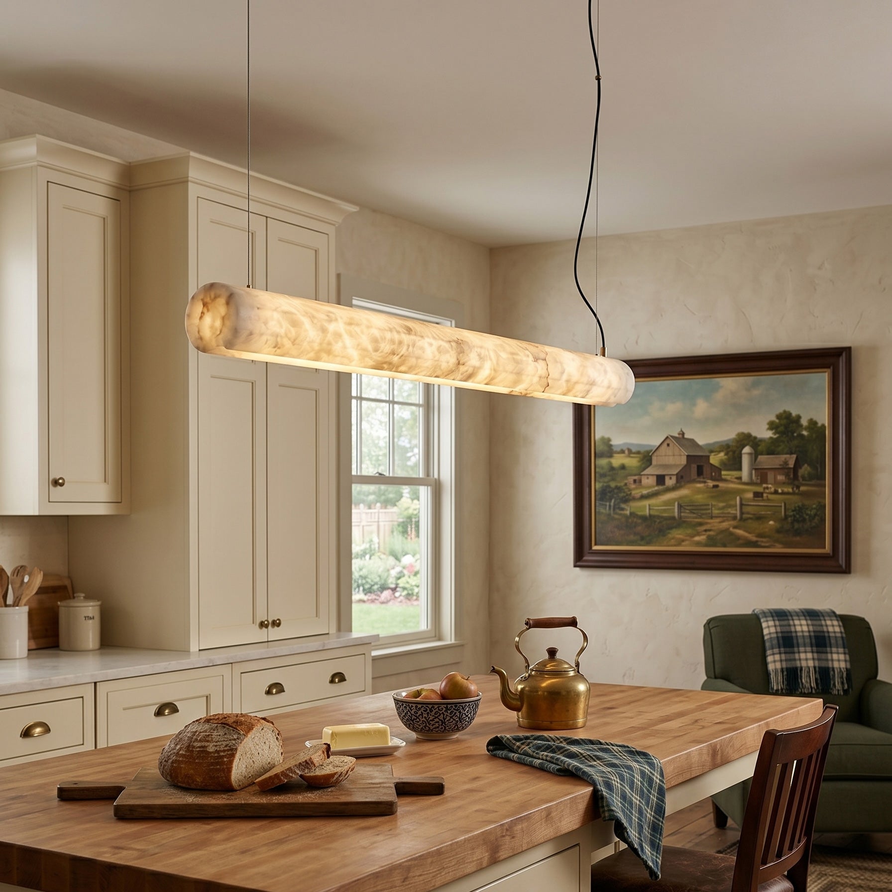 Horizontal Alabaster Roller Pendant Lamp