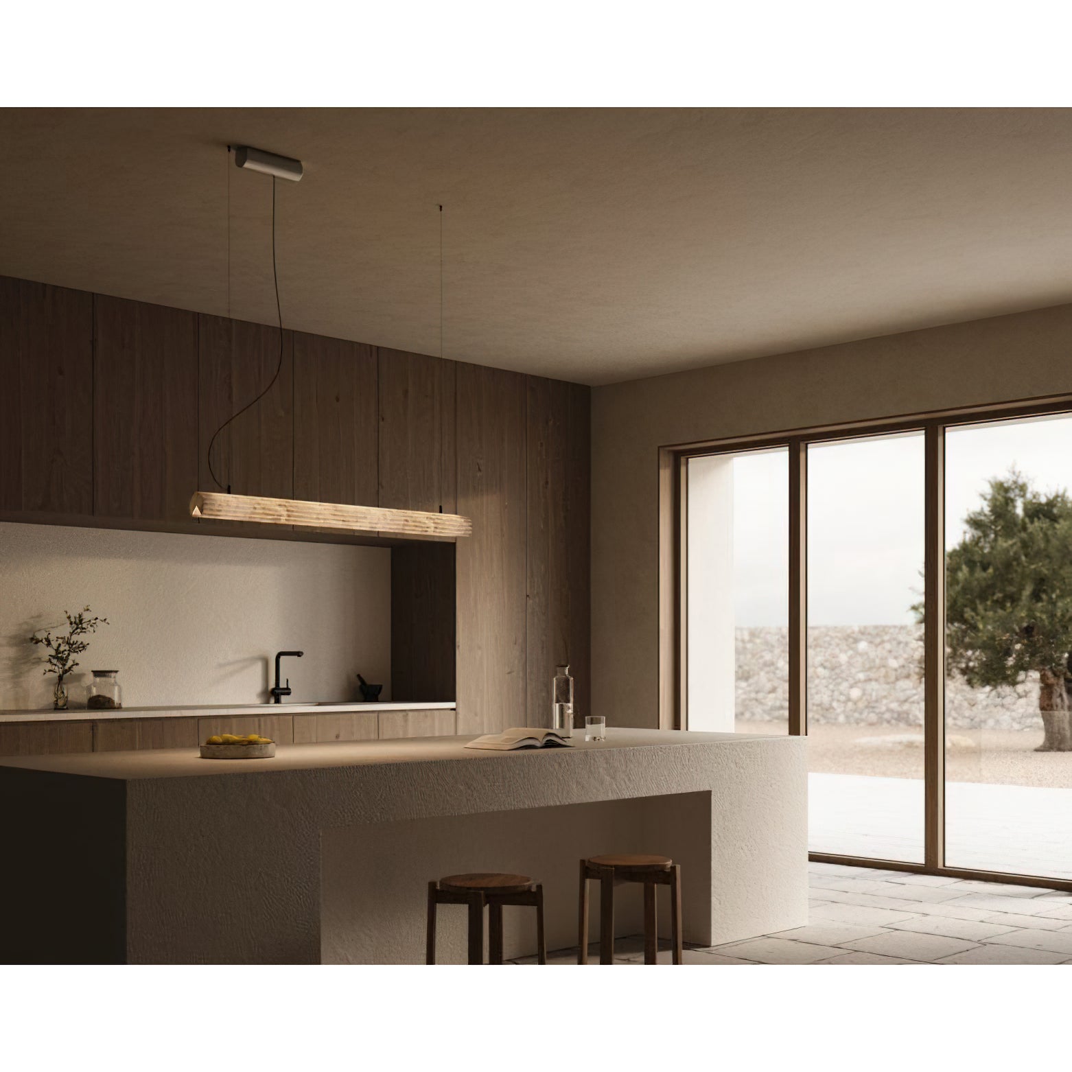 Horizontal Alabaster Roller Pendant Lamp