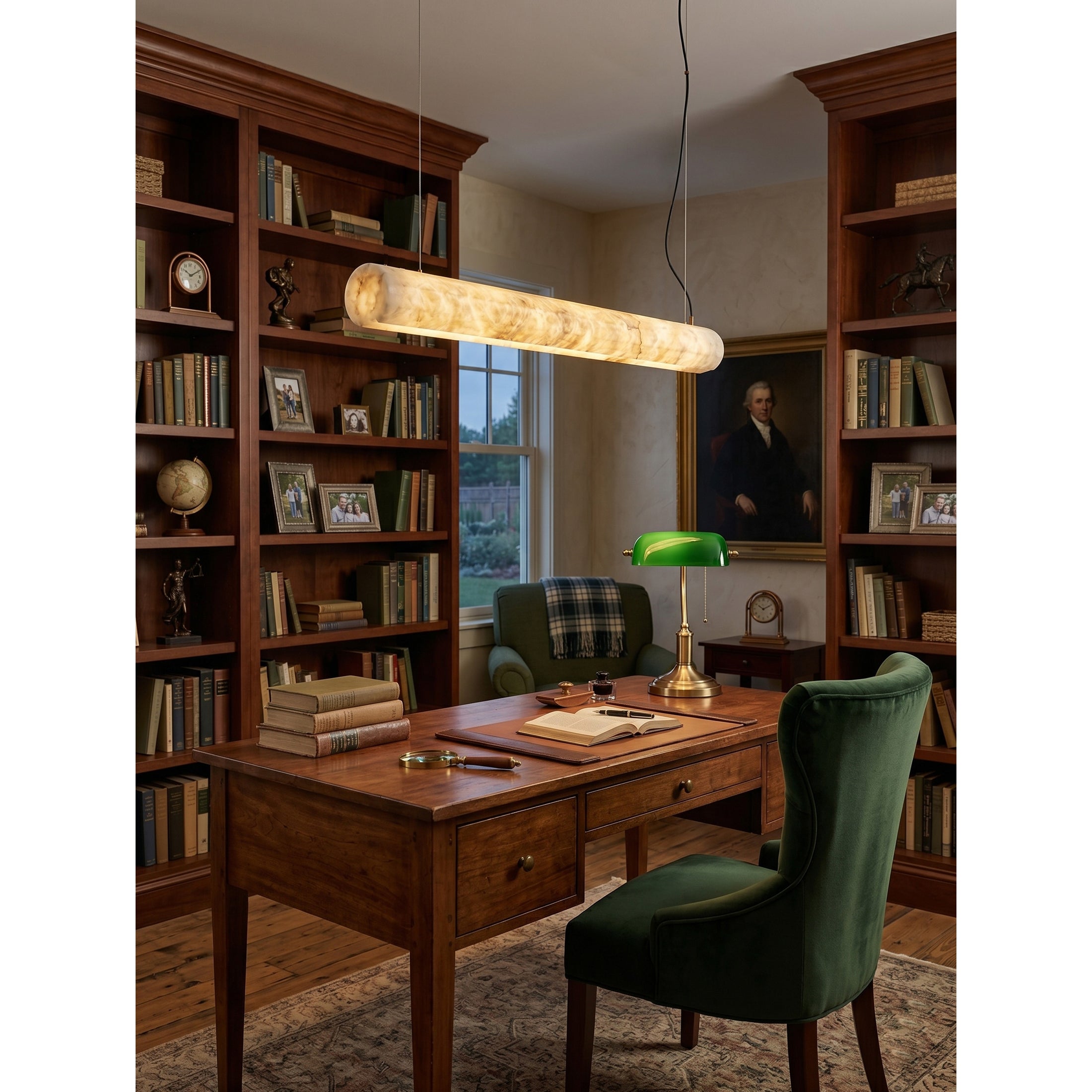 Horizontal Alabaster Roller Pendant Lamp