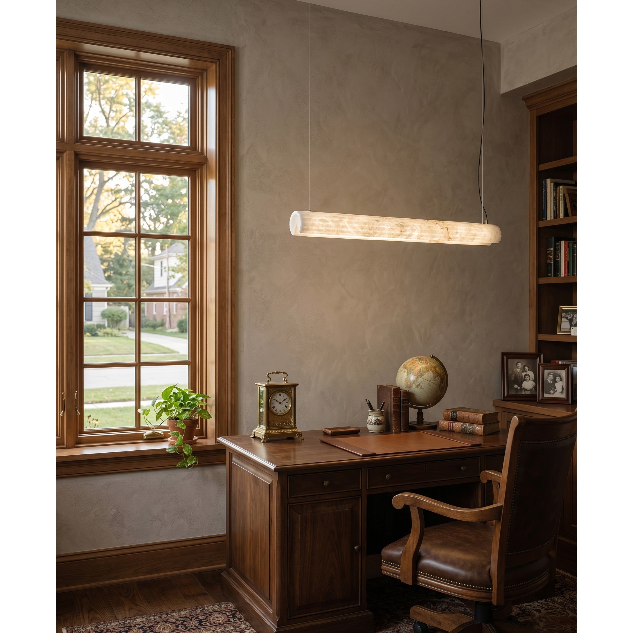 Horizontal Alabaster Roller Pendant Lamp