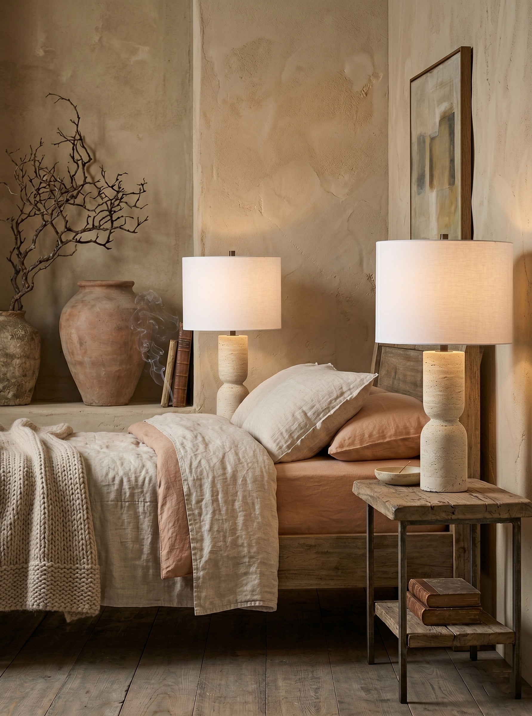 Jamia Travertine Table Lamp