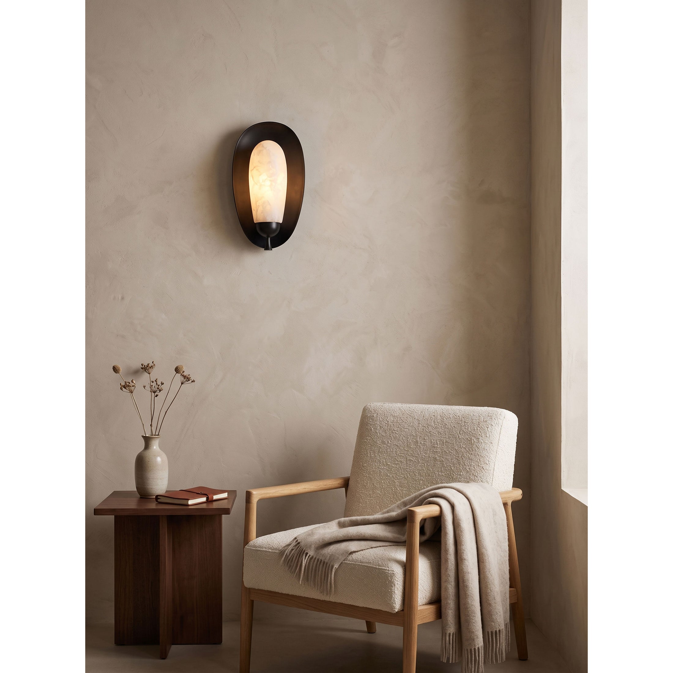Laurel Blossom Alabaster Wall Sconce