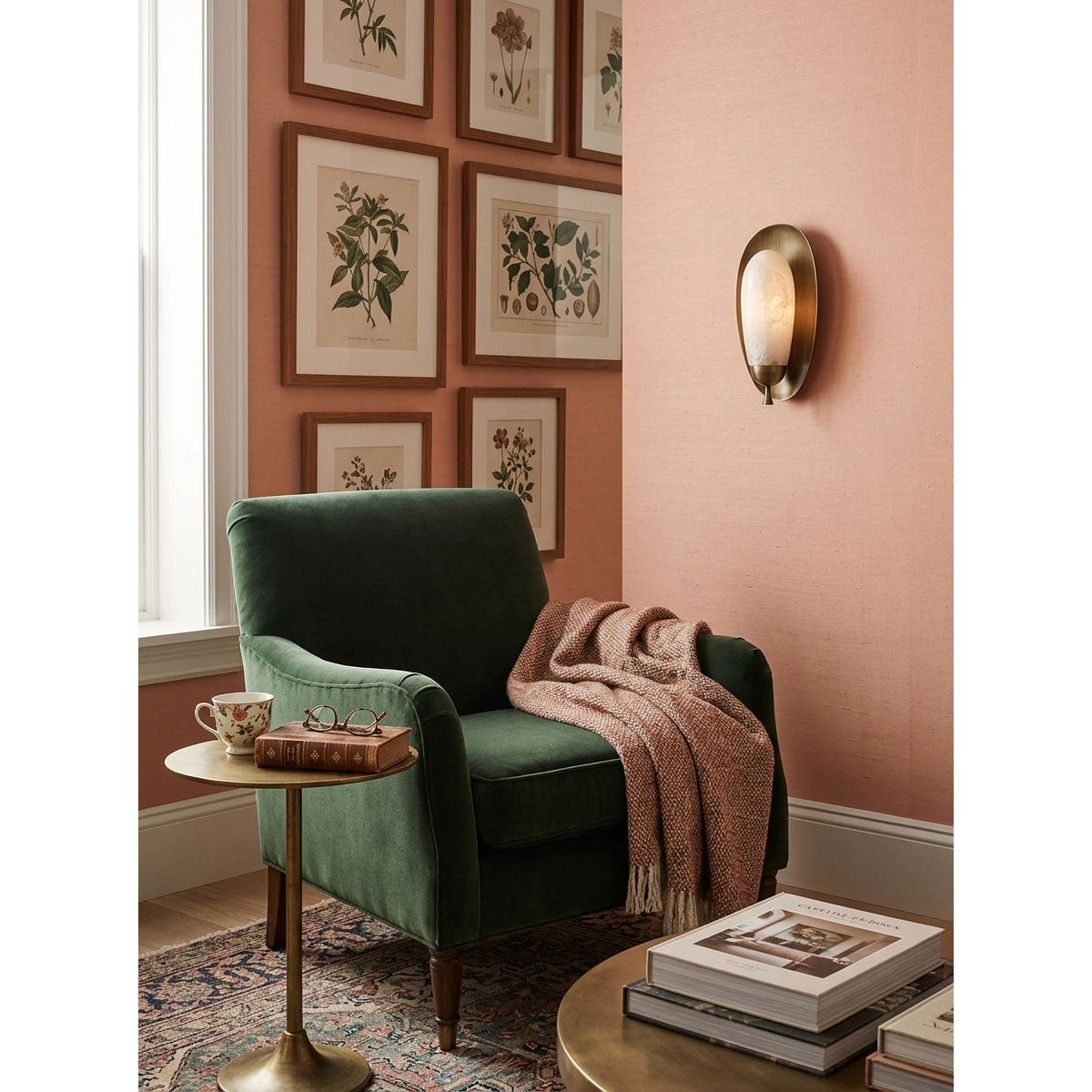 Laurel Blossom Alabaster Wall Sconce