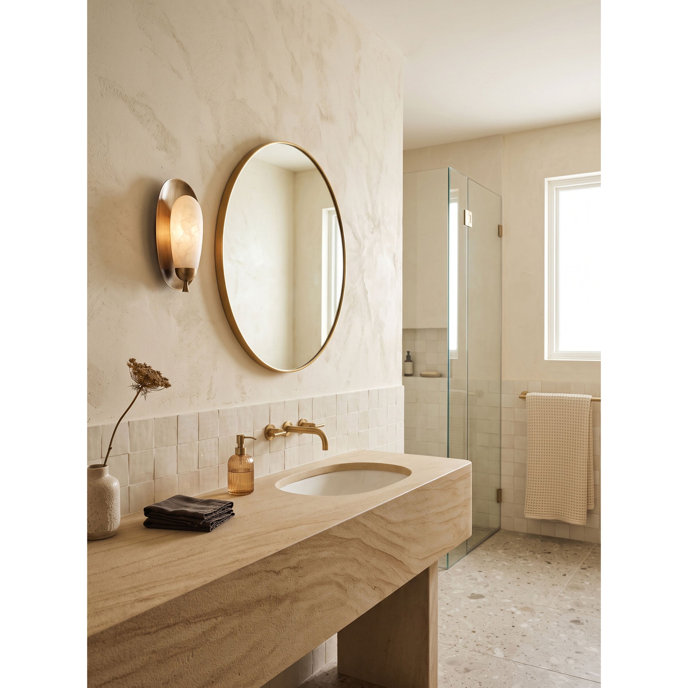 Laurel Blossom Alabaster Wall Sconce