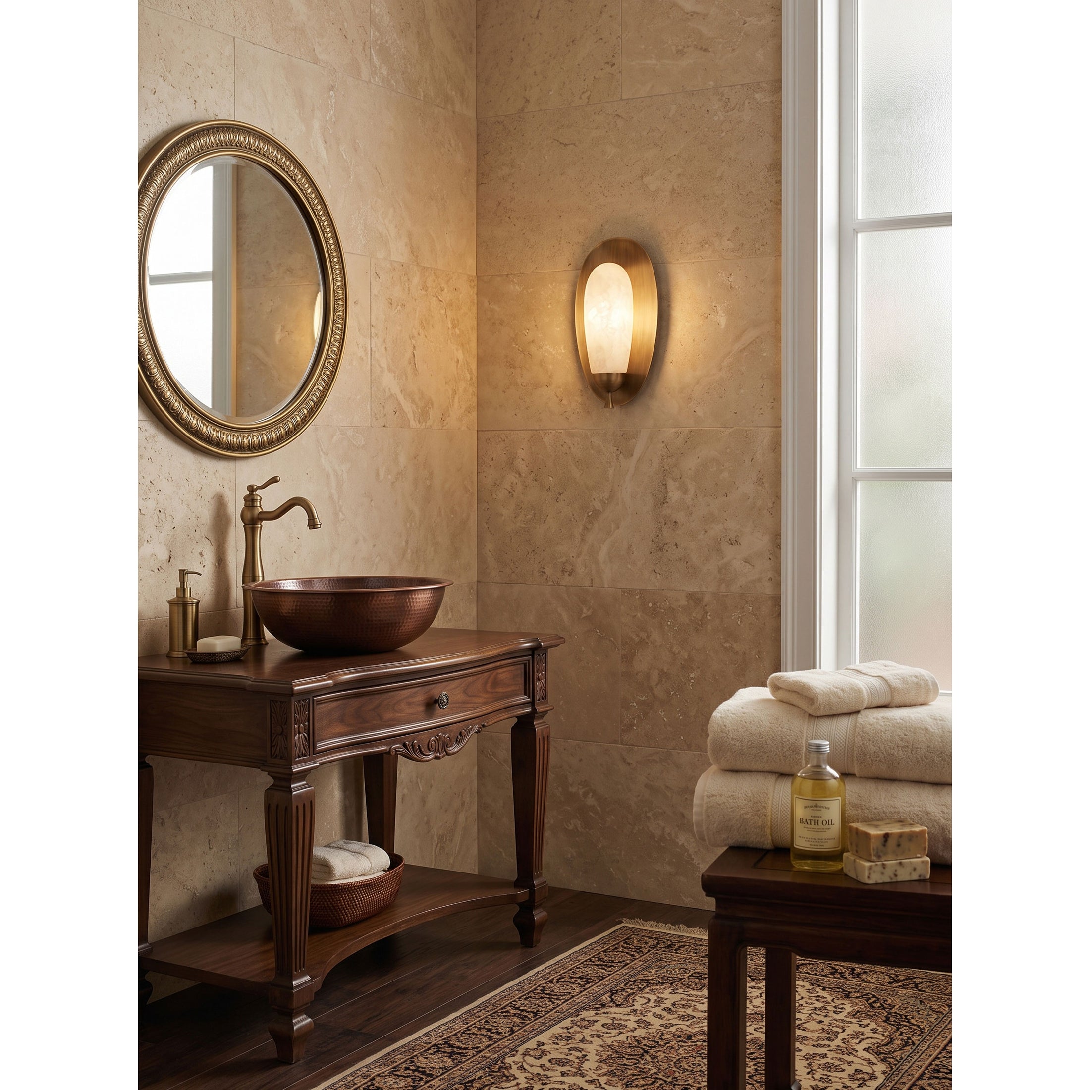 Laurel Blossom Alabaster Wall Sconce
