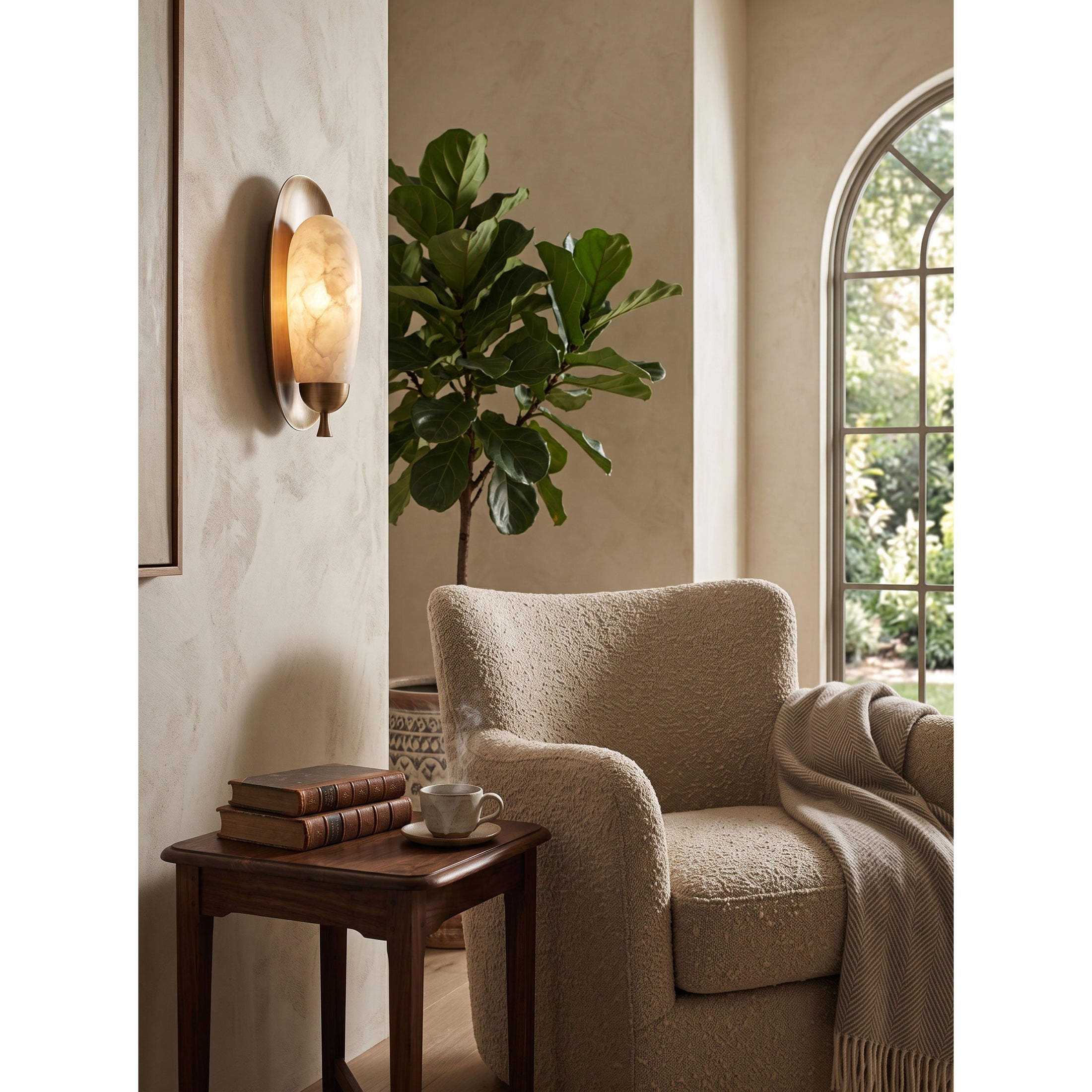 Laurel Blossom Alabaster Wall Sconce