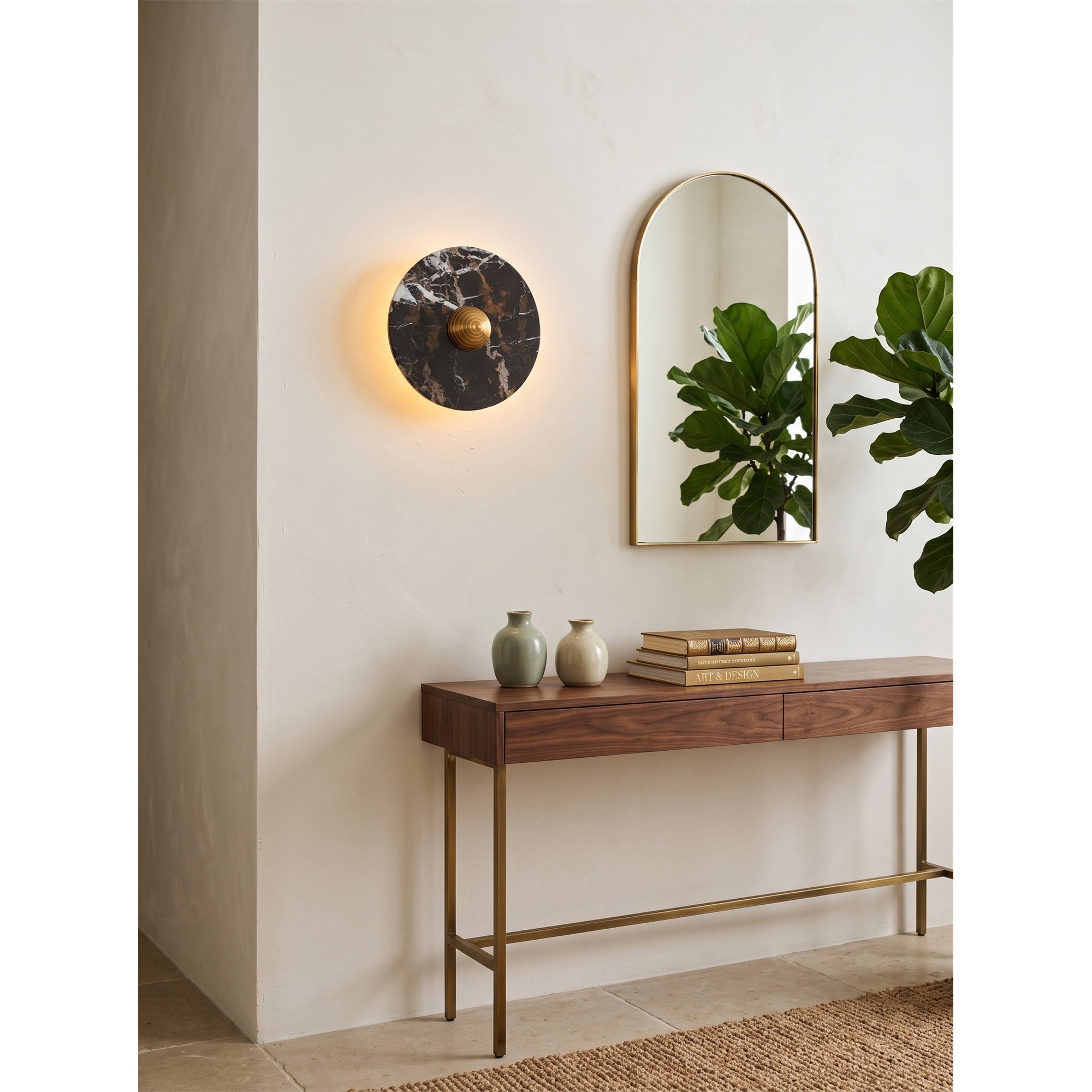Lucie Black Gold Marble Wall Sconce