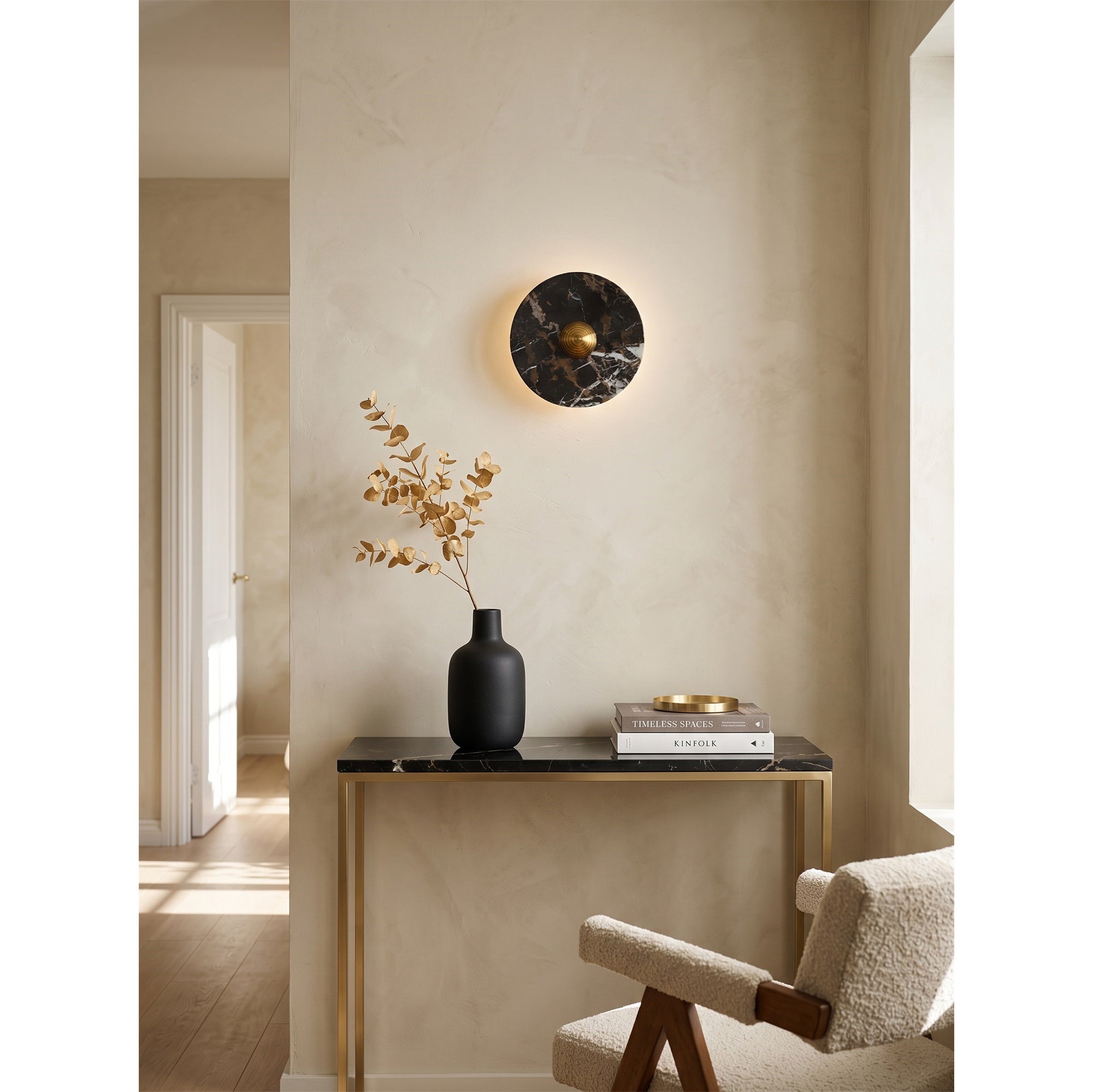 Lucie Black Gold Marble Wall Sconce