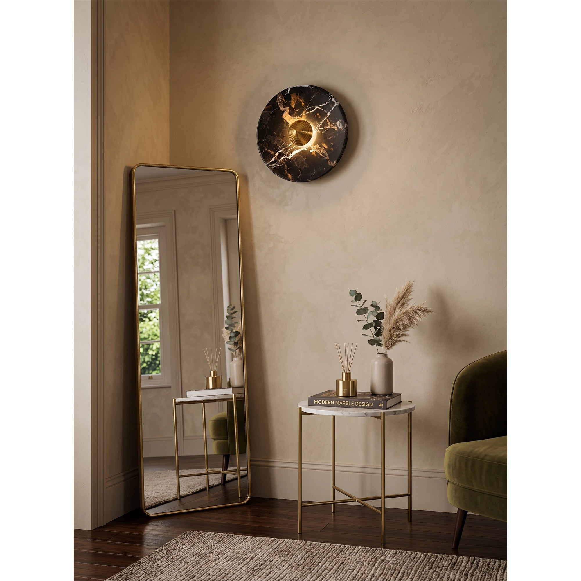 Lucie Black Gold Marble Wall Sconce