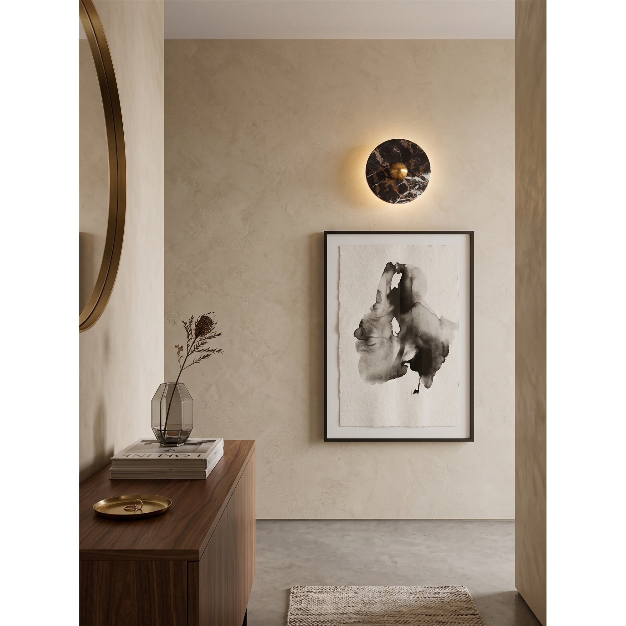 Lucie Black Gold Marble Wall Sconce