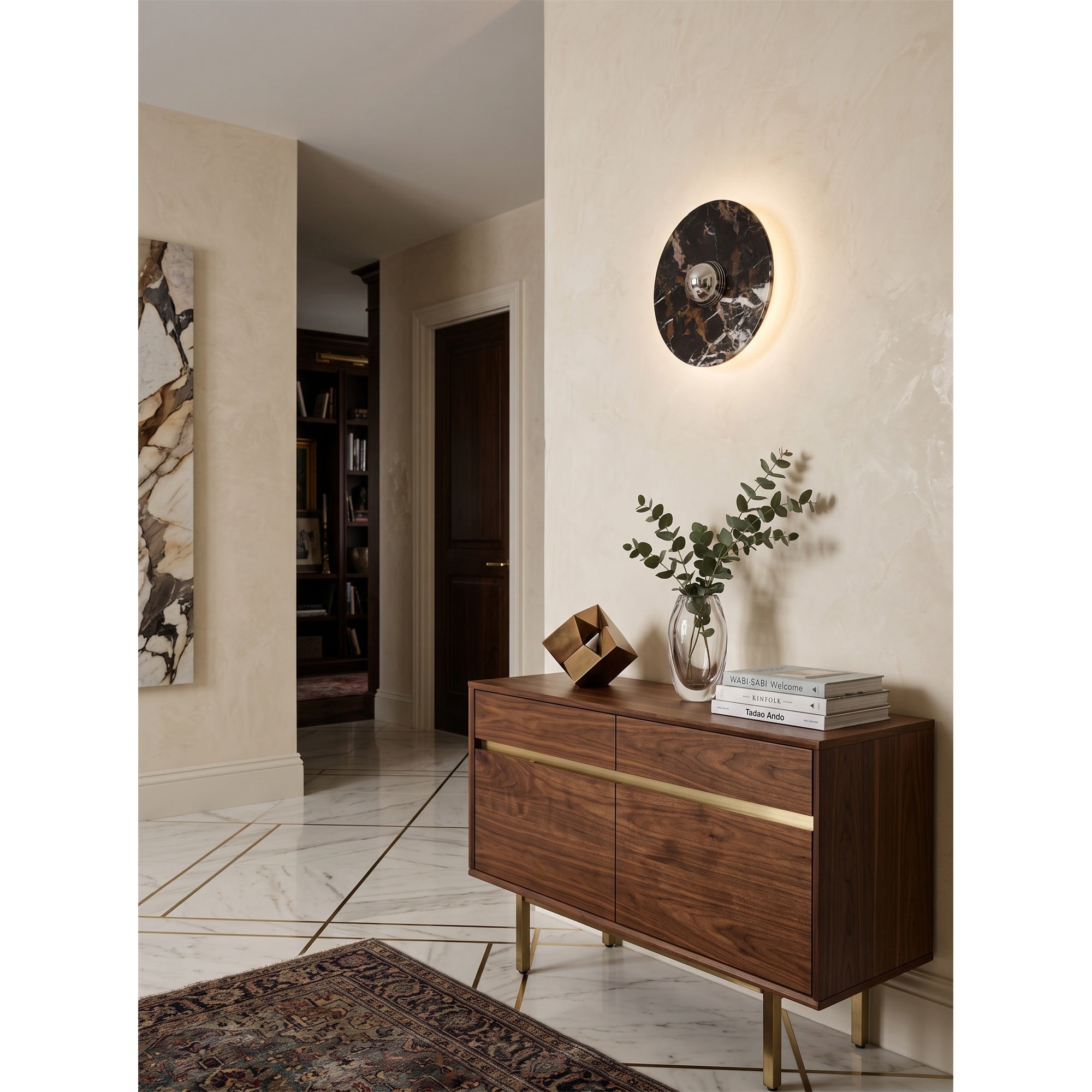 Lucie Black Gold Marble Wall Sconce