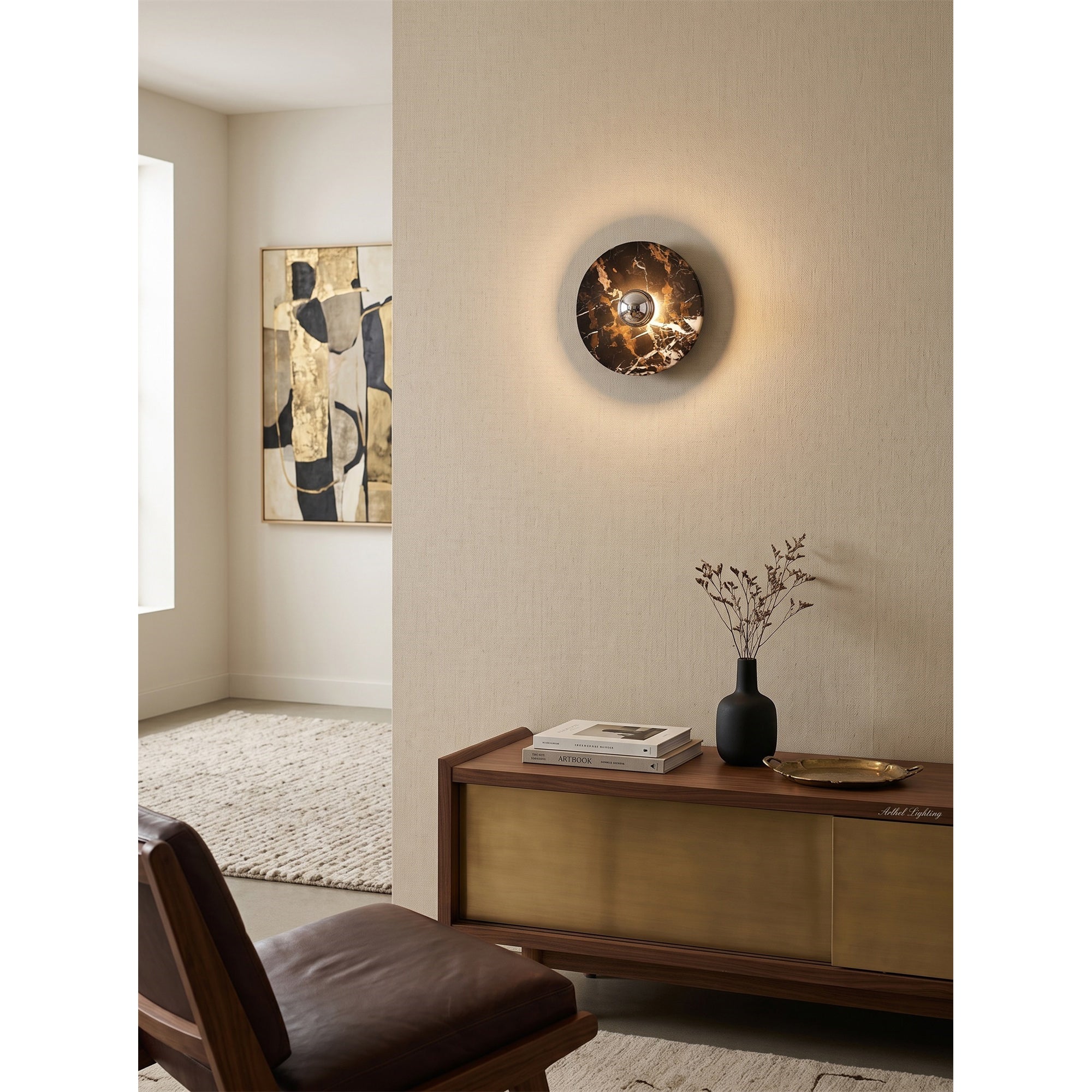 Lucie Black Gold Marble Wall Sconce