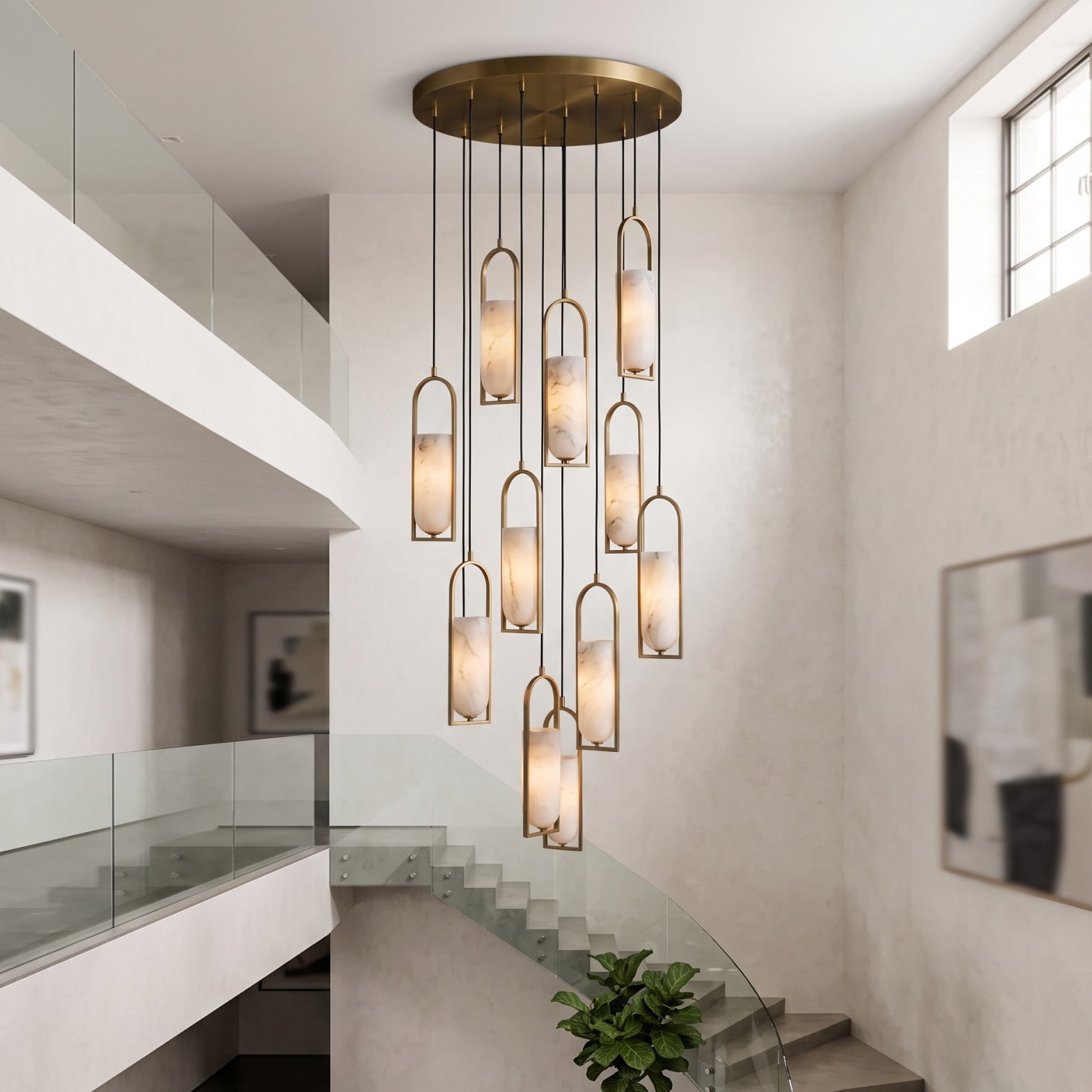 Melange Alabaster Cluster Chandelier