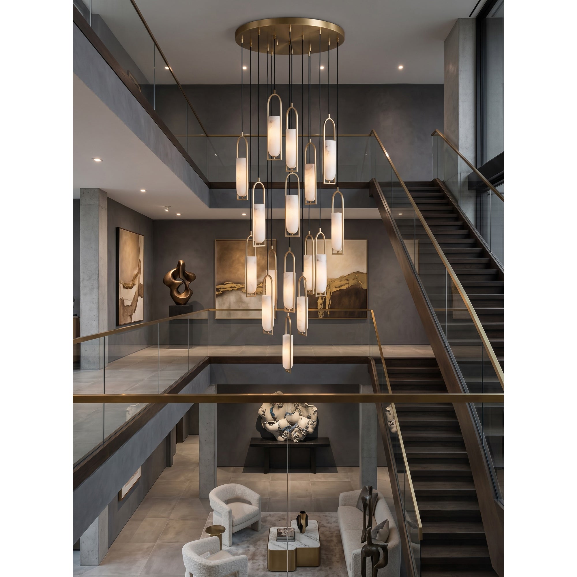 Melange Alabaster Cluster Chandelier