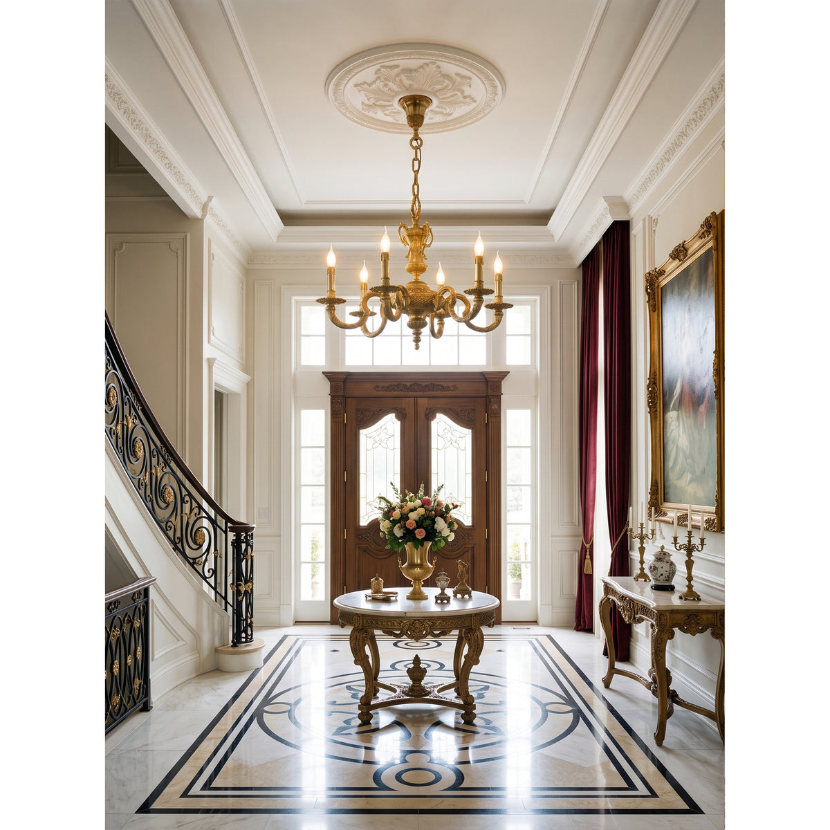 Montcalm Brass Candle Chandelier
