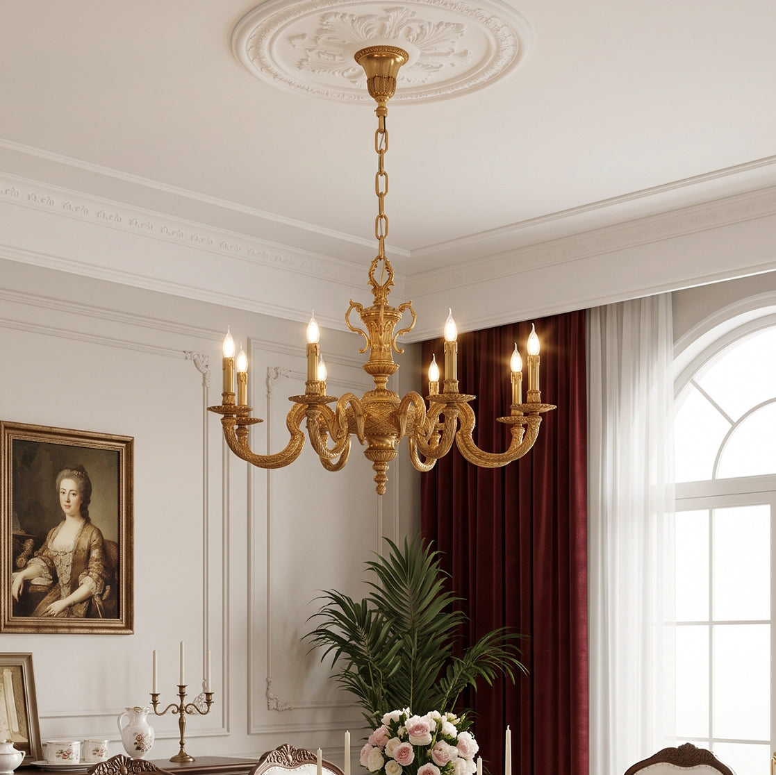 Montcalm Brass Candle Chandelier