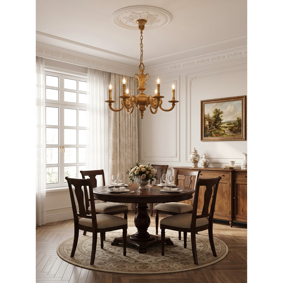 Montcalm Brass Candle Chandelier