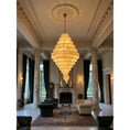 Load image into Gallery viewer, Multi-Tiered Pyramid-Shaped Alabaster Chandelier
