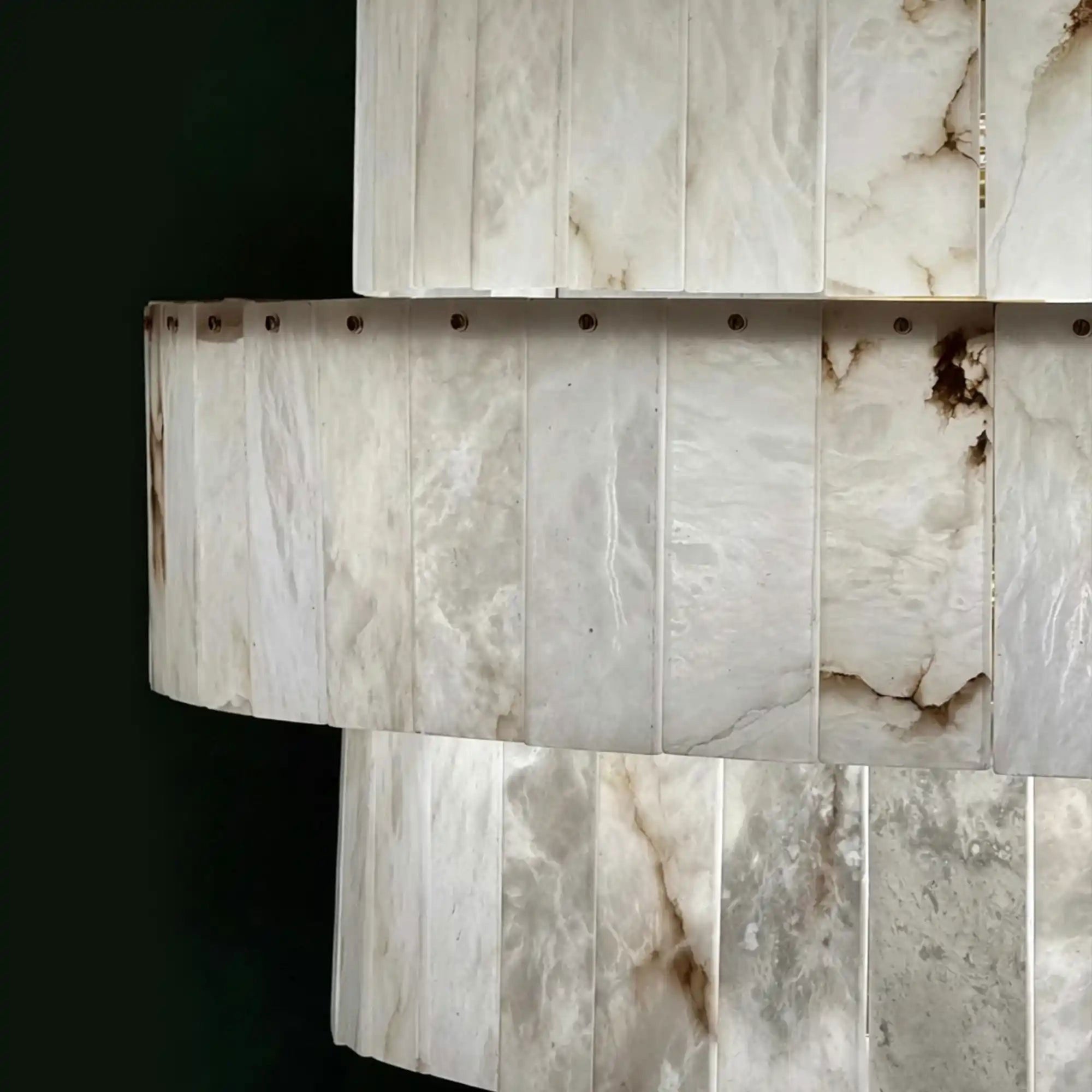 Multi-Tiered Pyramid-Shaped Alabaster Chandelier
