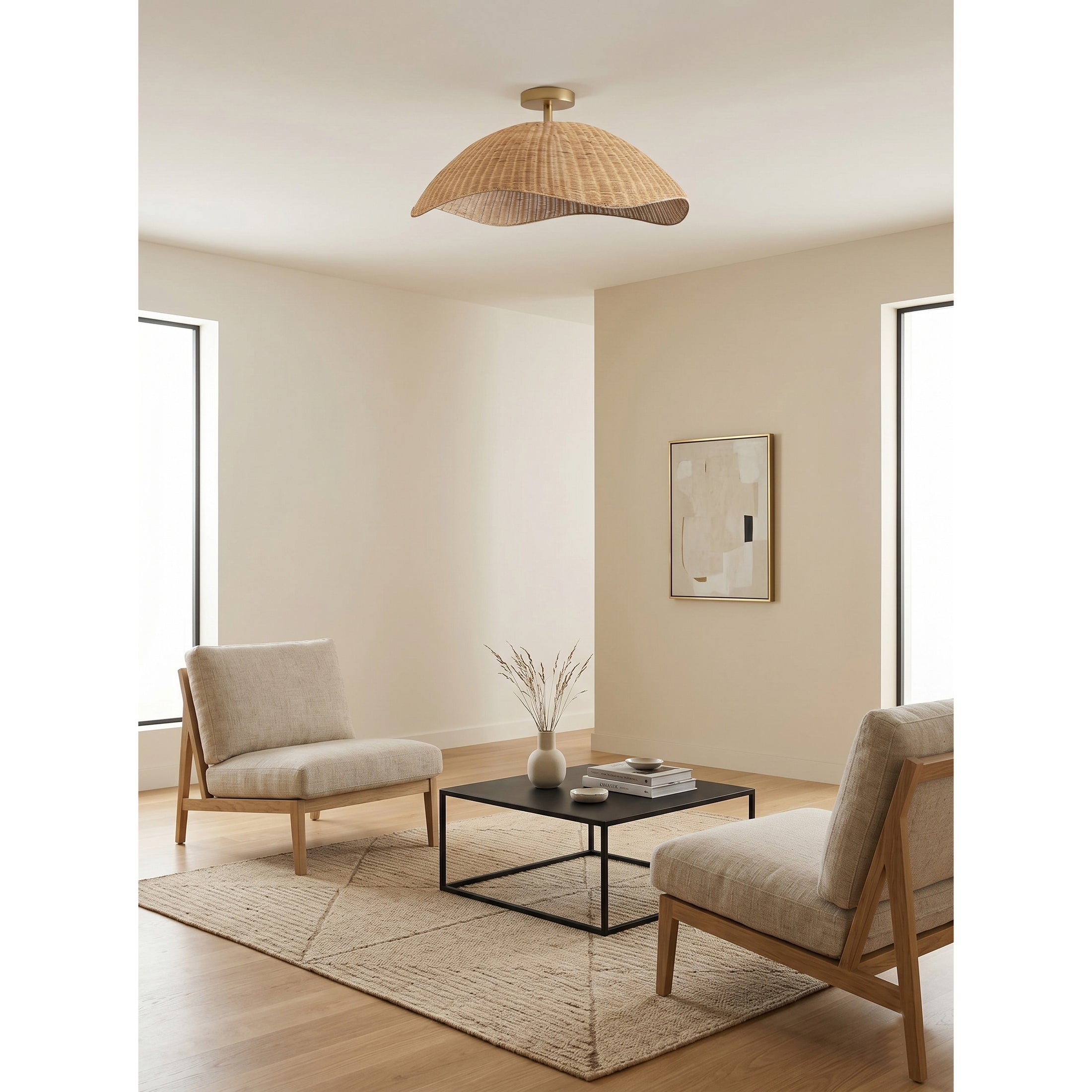 Nana Vermiculate Rattan Flush Mount