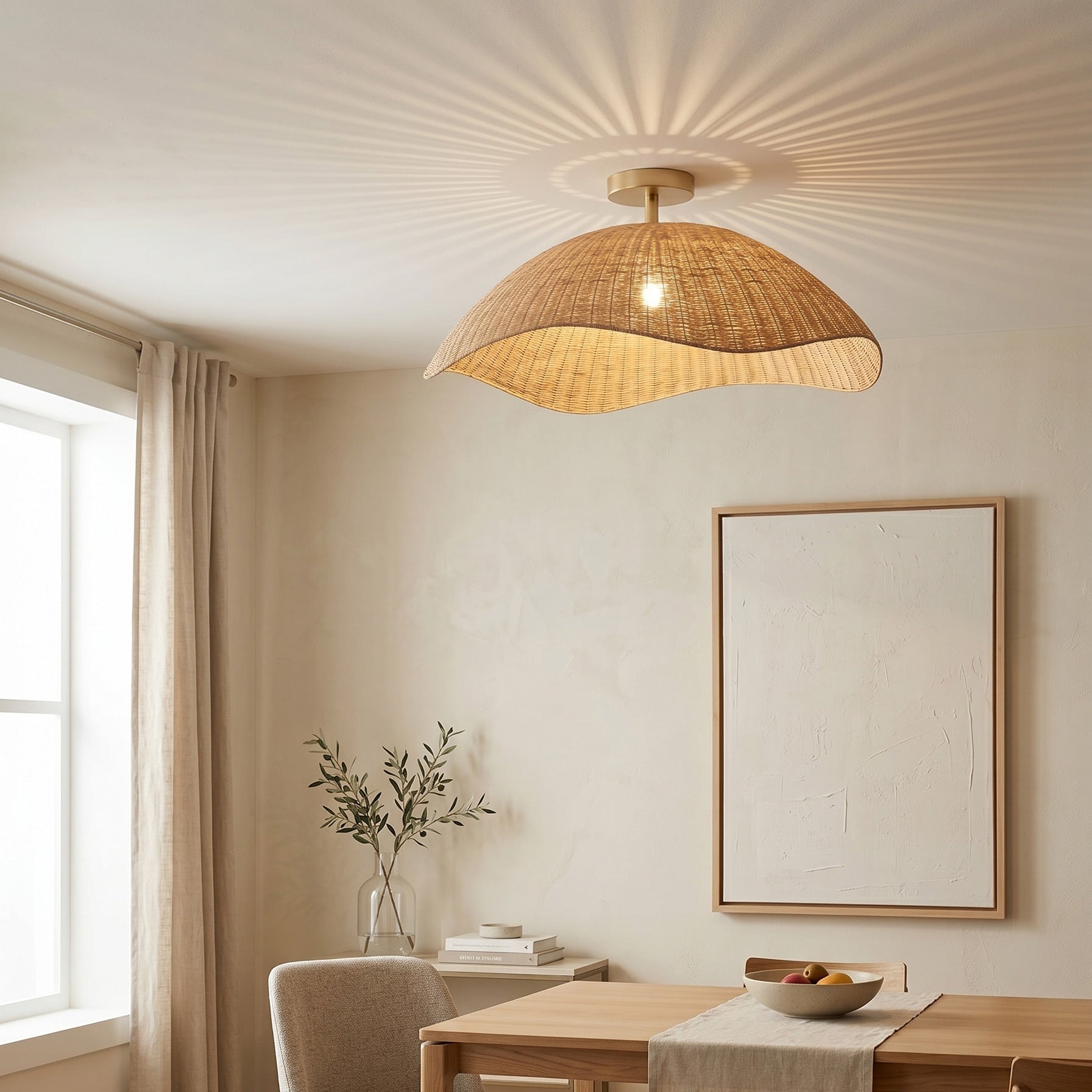 Nana Vermiculate Rattan Flush Mount