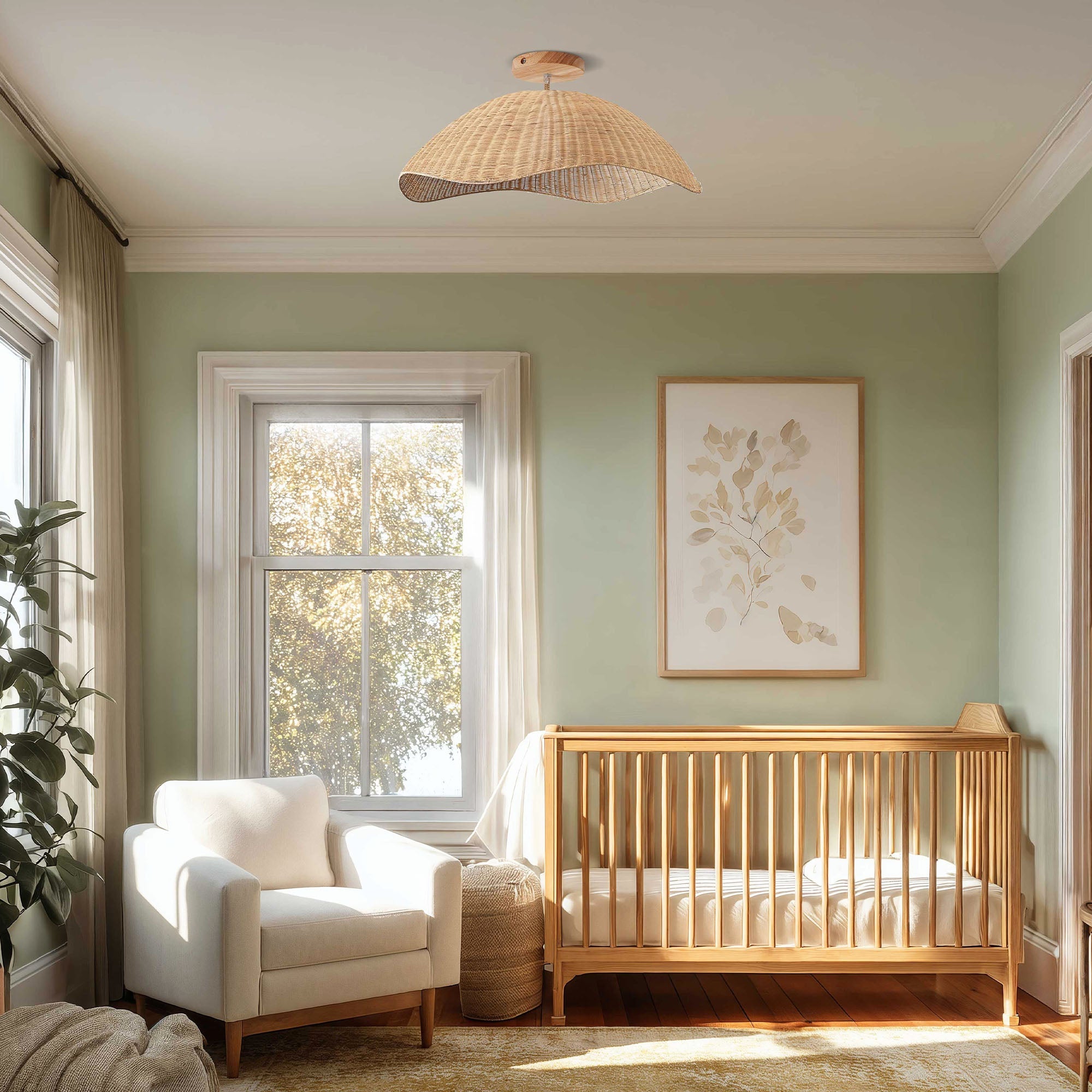 Nana Vermiculate Rattan Flush Mount