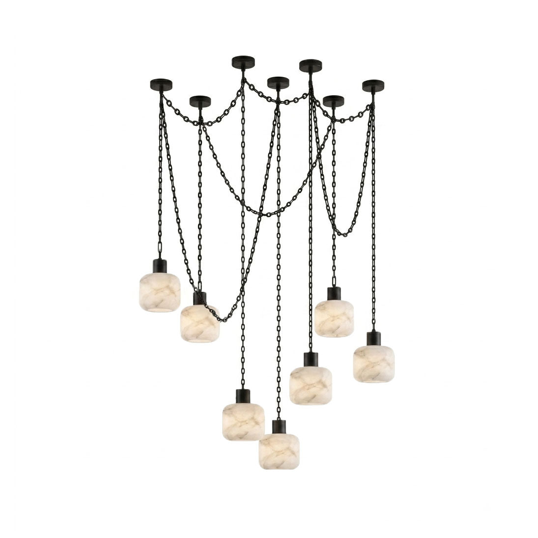 Natural Column Alabaster Chain Chandelier