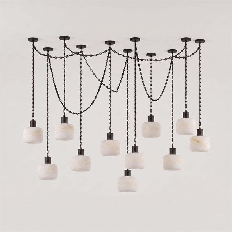 Natural Column Alabaster Chain Chandelier