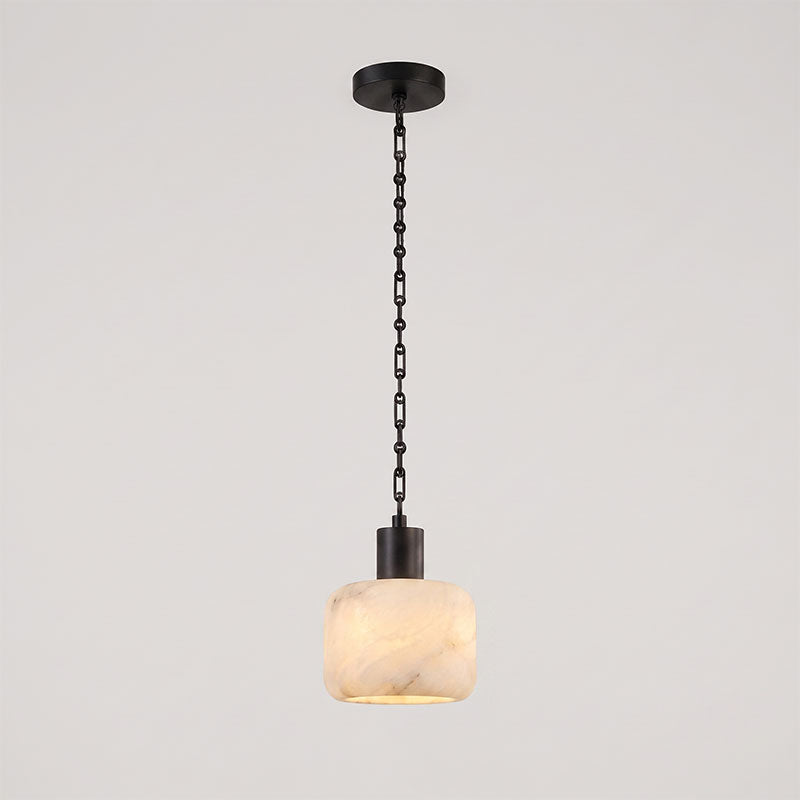 Natural Column Alabaster Chain Chandelier