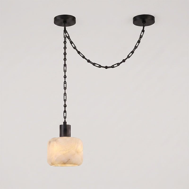Natural Column Alabaster Chain Chandelier
