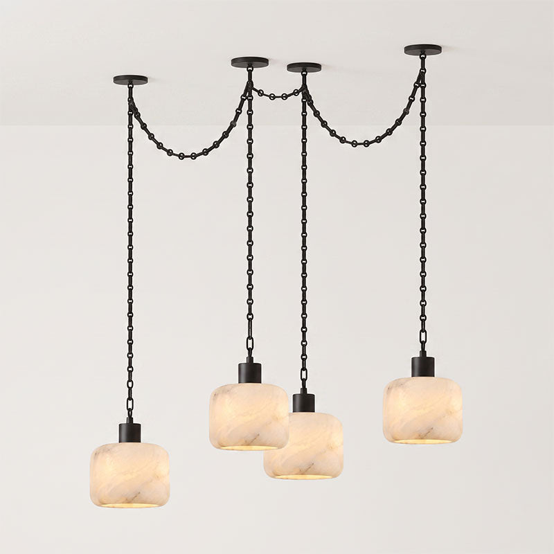 Natural Column Alabaster Chain Chandelier