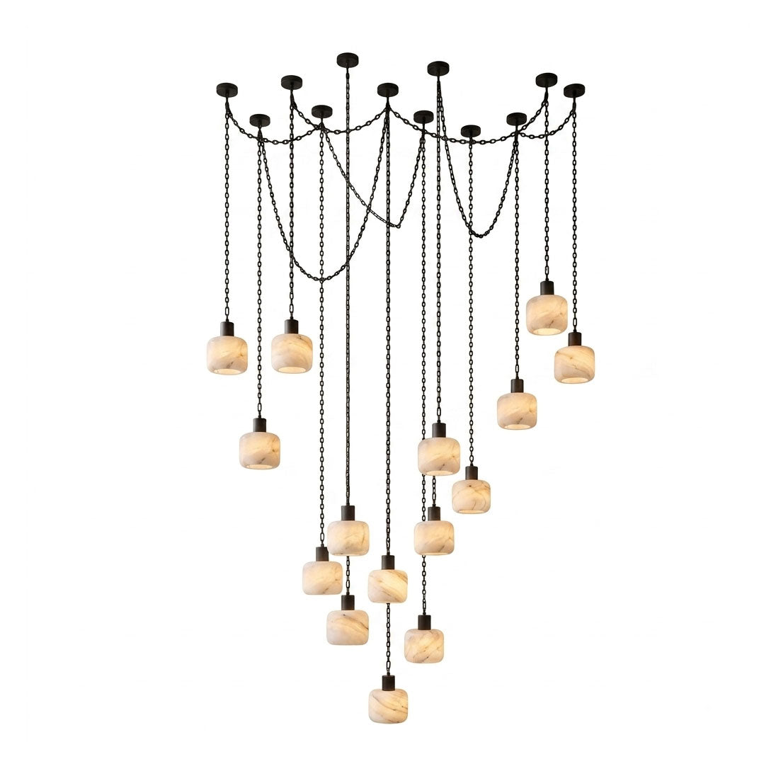 Natural Column Alabaster Chain Chandelier