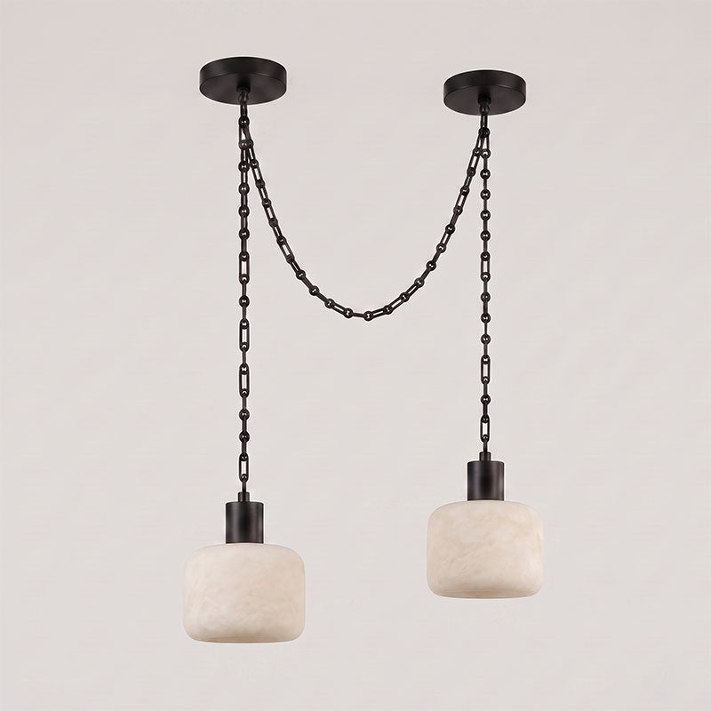 Natural Column Alabaster Chain Chandelier