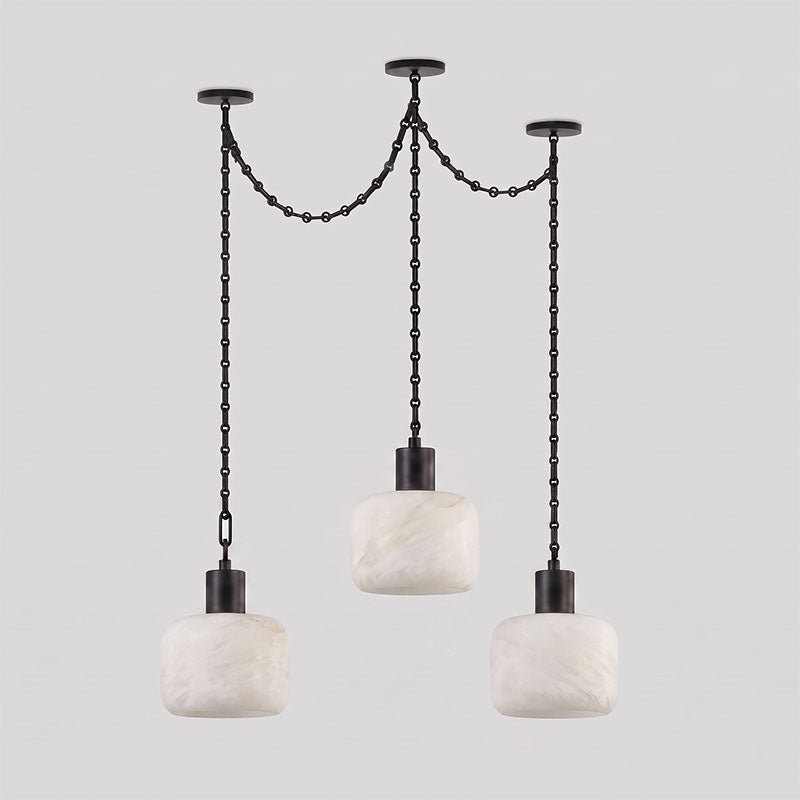 Natural Column Alabaster Chain Chandelier