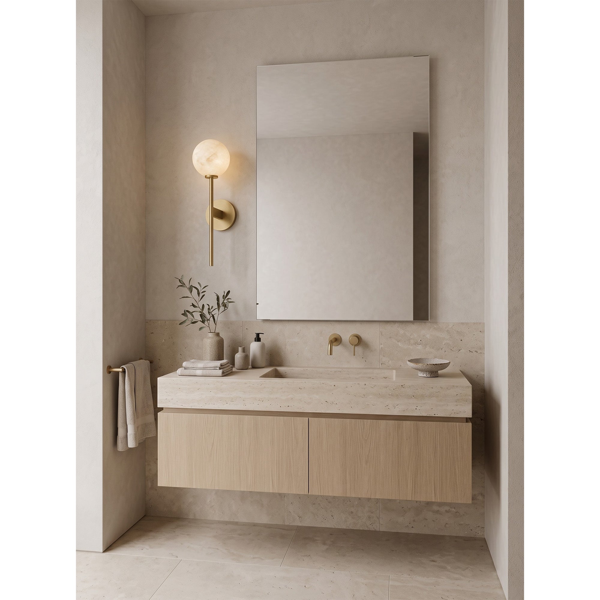 Orbessa Alabaster Globe Wall Sconce