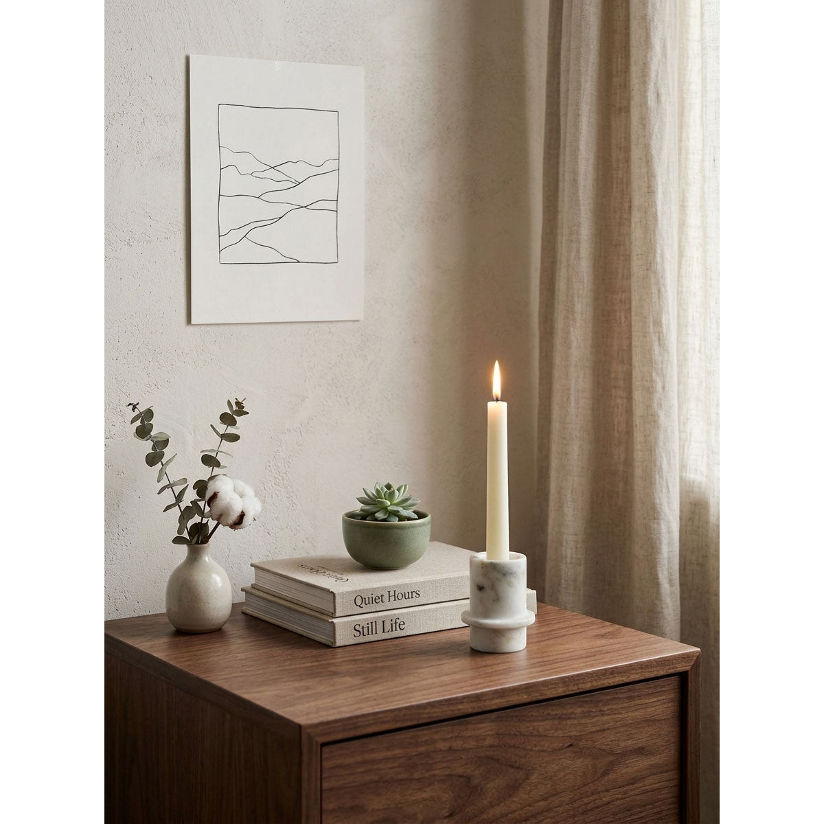 Orbit Pillar Marble Candle Holder