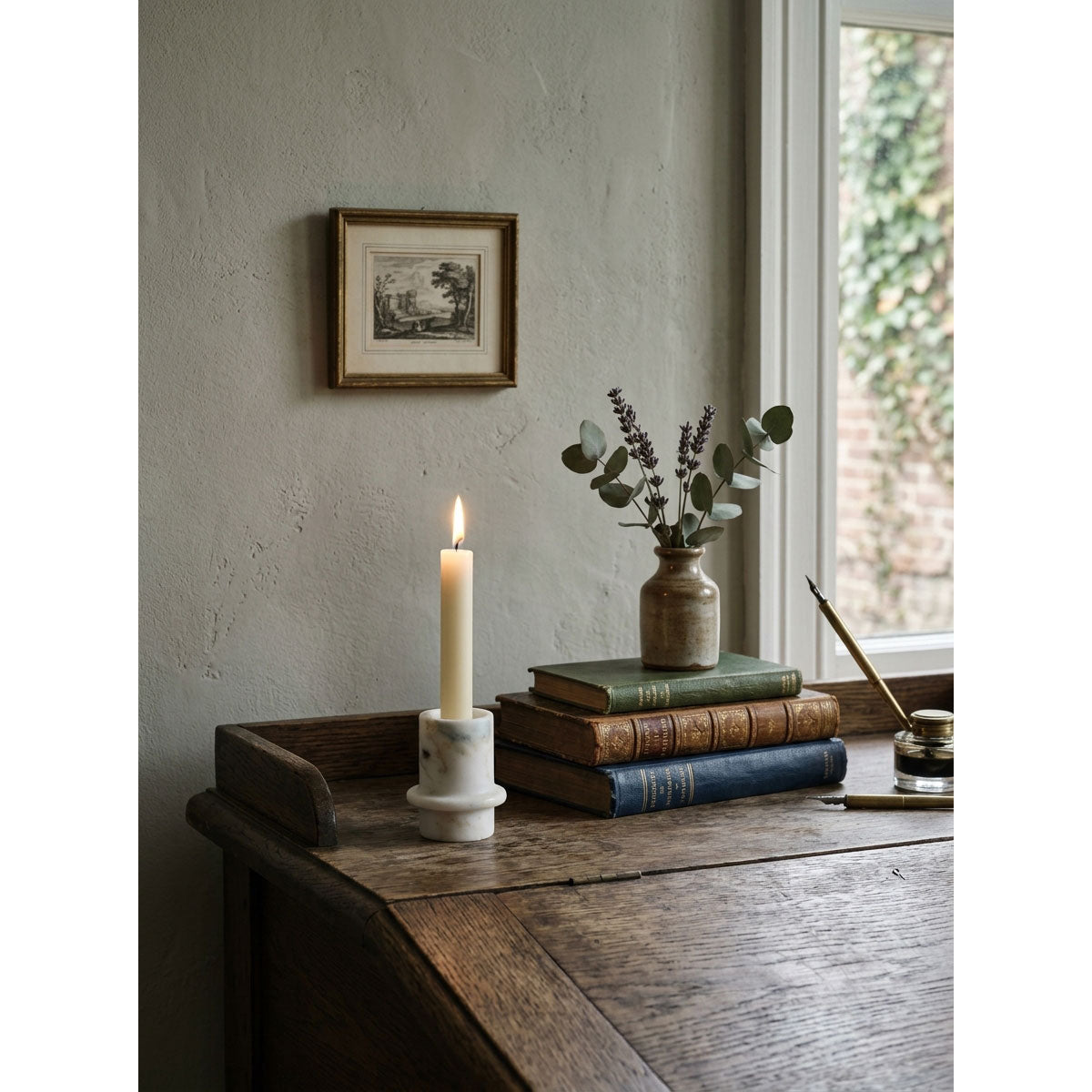 Orbit Pillar Marble Candle Holder